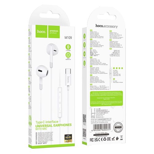 HOCO M109 Type-C Sunny digital wire control earphones with microphone