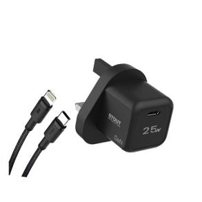 Pawa Stout Gan Travel Charger With Single PD port Type-C to Lightning Cable