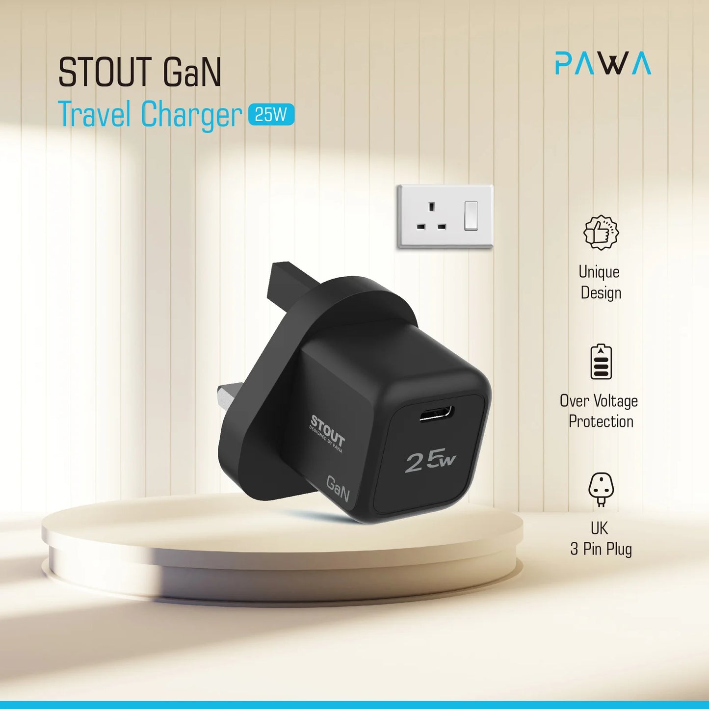 Pawa Stout Gan Travel Charger With Single PD port