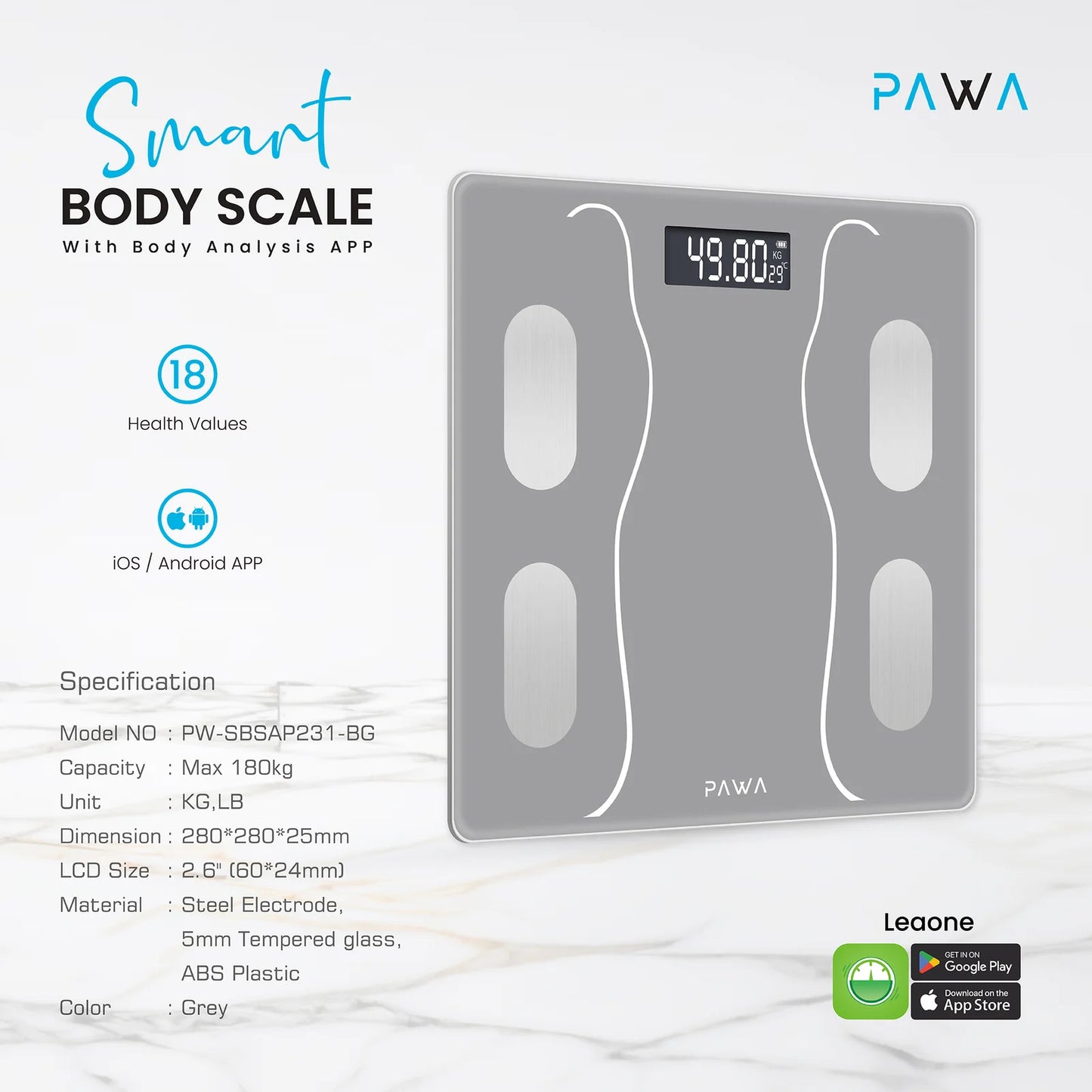 Pawa Smart Body Scale with Body Analysis APP. COST