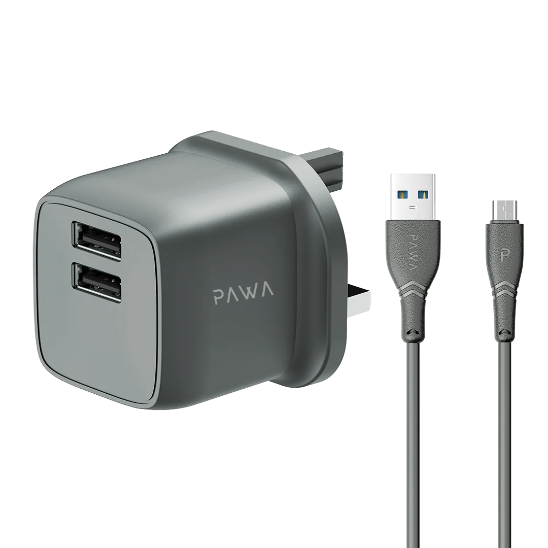 PAWA PocketMini Dual USB Travel Charger UK- Mini Size- unique Design- UK P