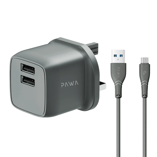 PAWA PocketMini Dual USB Travel Charger UK- Mini Size- unique Design- UK P