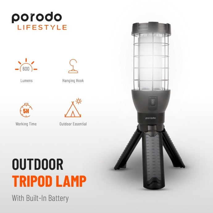 Lifestyle By Porodo Outdoor Tripod Lamp With Built-In Battery