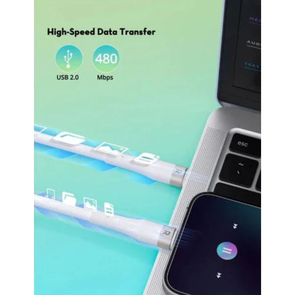 Pawa PVC 60W Data & Quick Charging USB-C to USB-C Cable 1.2m4ft - White