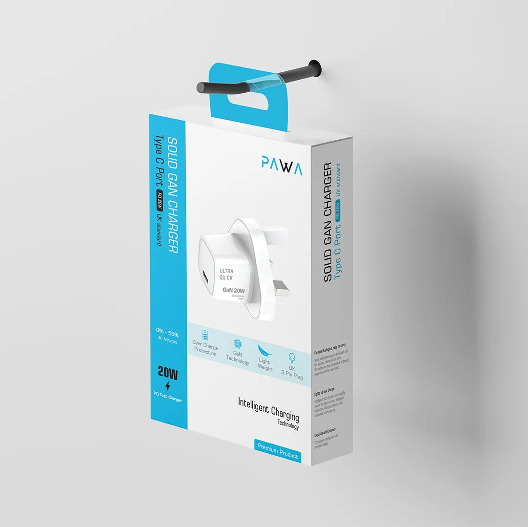 SOLID GAN CHARGER Type C PortPD 20W UK standard - White