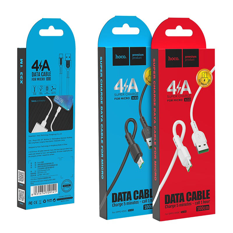 Cable USB to Micro-USB “X33 4A Surge” charging data sync