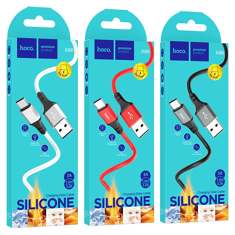 Cable USB to Type-C “X86 Spear” silicone charging data sync
