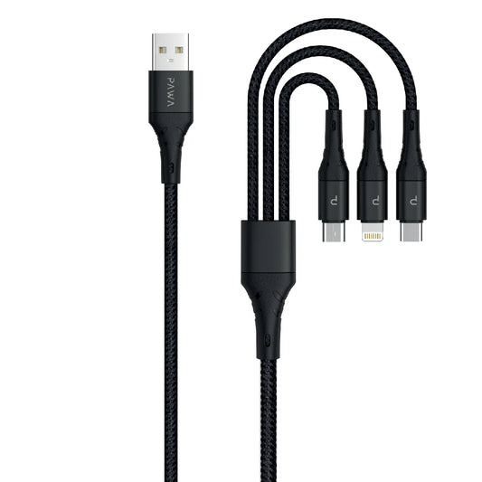 Nylon Braided 2.4A Data & Quick Charging 3in1 Cable 1.2m4ft