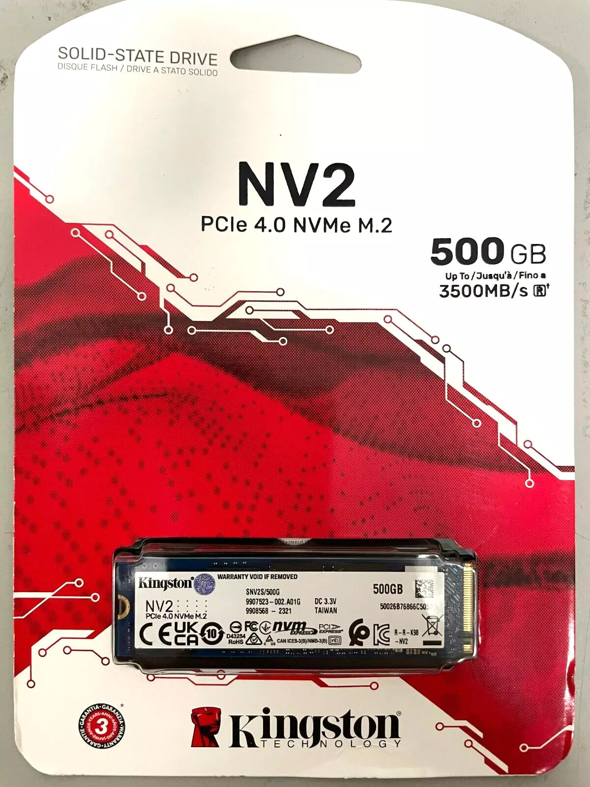 Kingston - SNV2S500G - 500 GB Internal Solid State Drive - M.2 2280 - PCI Expr