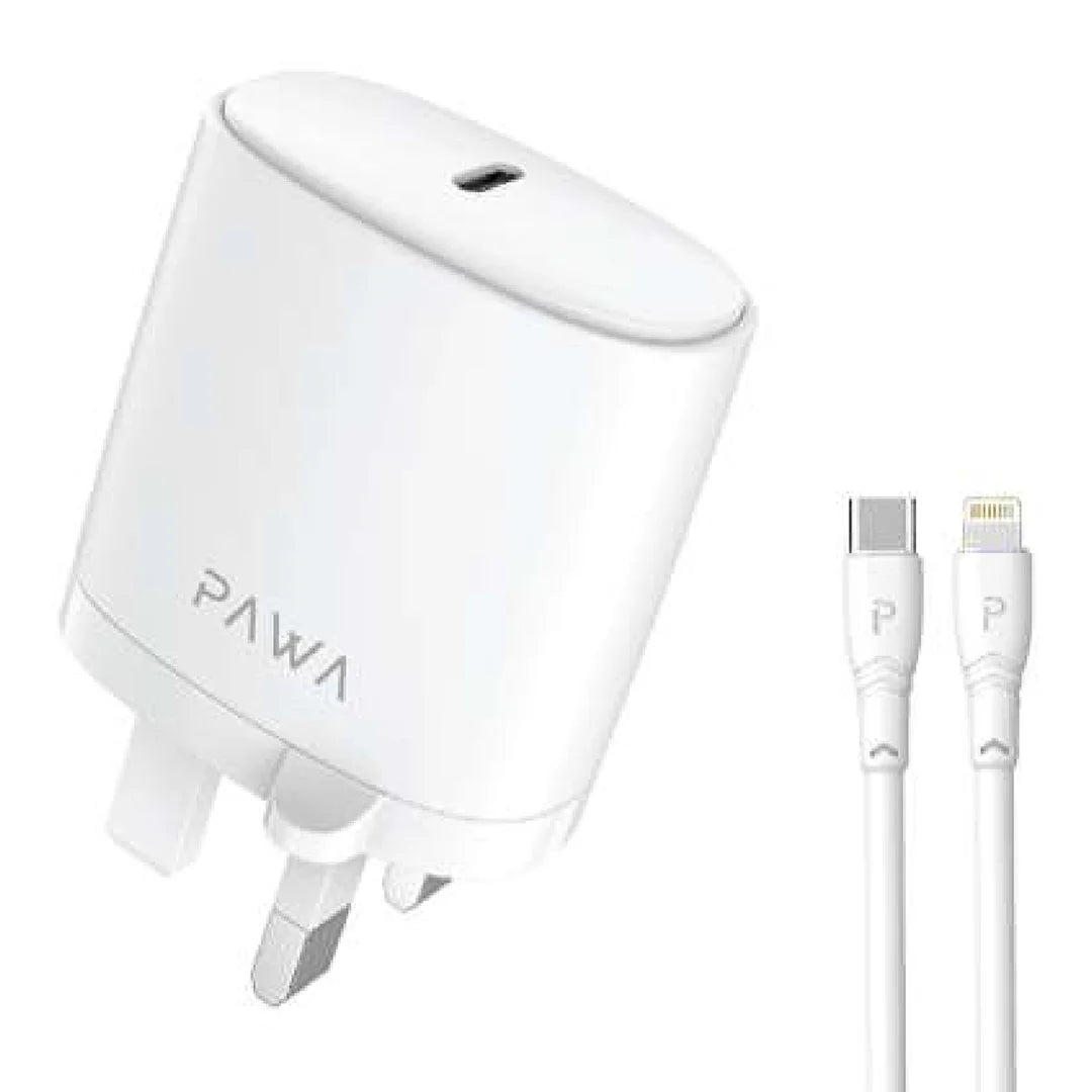 Pawa Solid Travel Charger 20W PD With Type-C to Lighting