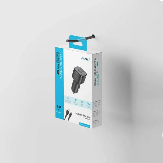 Pawa Solid Car Charger 2.4A Auto-ID with Type-C cable