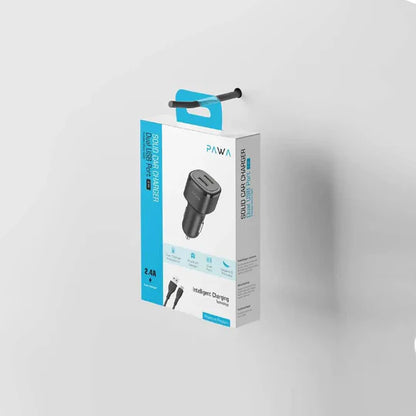 Pawa Solid Car Charger 2.4A Auto-ID with Type-C cable