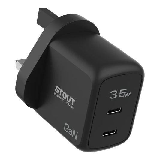 Pawa Stout Gan Travel Charger with Dual PD Port 35W-Black