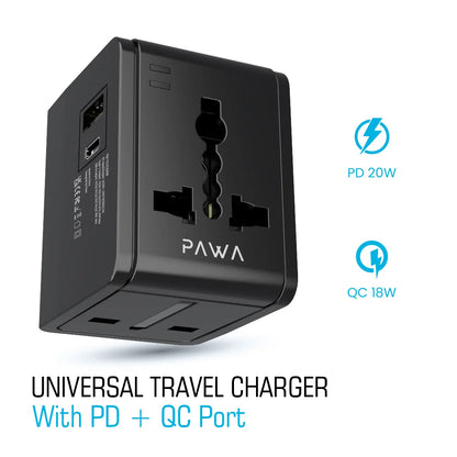 Pawa Universal Travel Adapter With PD + QC port 20W