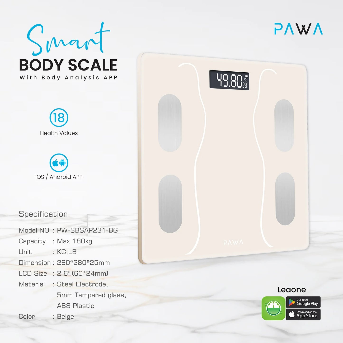 Pawa Smart Body Scale with Body Analysis APP. COST