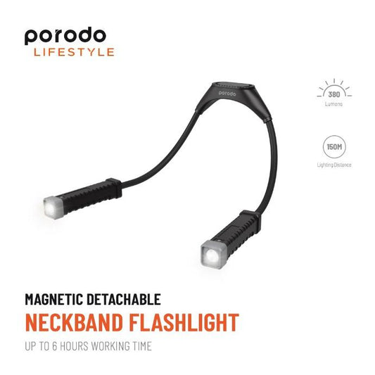 Lifestyle By Porodo Magnetic Detachable Neckband Flashlight Up to 6 Hours Working Time