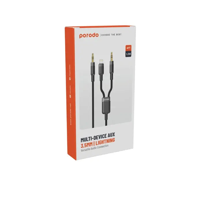 Porodo Multi-Device AUX 3.5mmType-CLightning Cable(4ft1.2m)