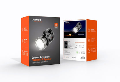 Porodo LifeStyle Outdoor Adventure Flashlight & Speaker Superior Sound With FM Radio