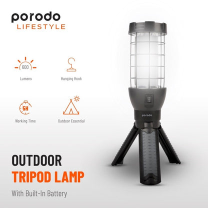 Lifestyle By Porodo Outdoor Tripod Lamp With Built-In Battery