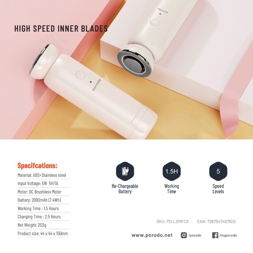 Porodo Lifestyle Cordless & Protable Foot Callus Remover