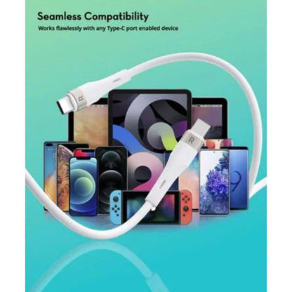 Pawa PVC 60W Data & Quick Charging USB-C to USB-C Cable 1.2m4ft - White