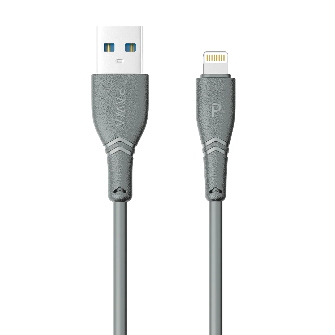 3A Quick Charging USB-A to Lightning PVC Cable 1.2m4ft  Grey