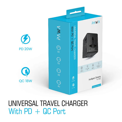 Pawa Universal Travel Adapter With PD + QC port 20W