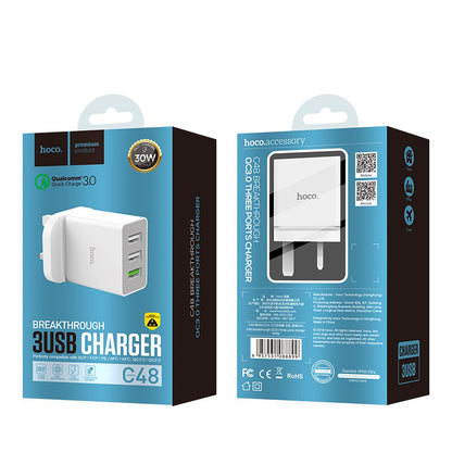 Wall charger “C48 Breakthrough” three USB ports UK