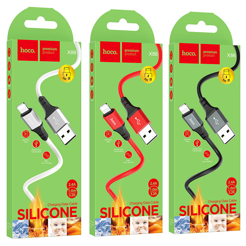 Cable USB to Lightning “X86 Spear” silicone charging data sync