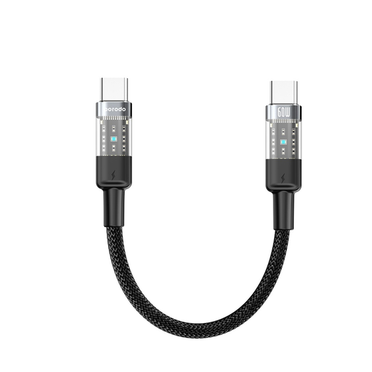 Porodo Braided 60W PD C to C Fast Charging Cable with Transparent Head 35cm