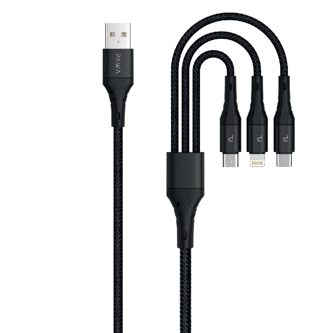 Nylon Braided 2.4A Data & Quick Charging 3in1 Cable 1.2m4ft