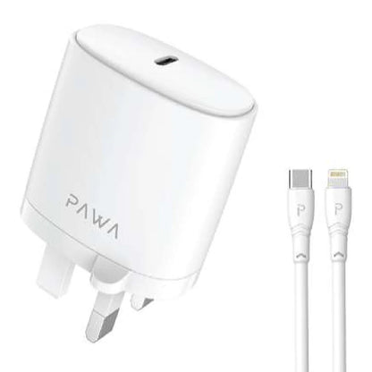 Pawa Solid Travel Charger 20W PD With Type-C to Lighting