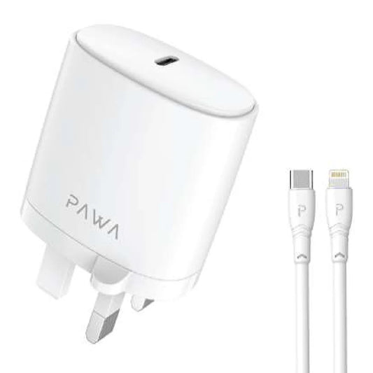 Pawa Solid Travel Charger 20W PD With Type-C to Lighting